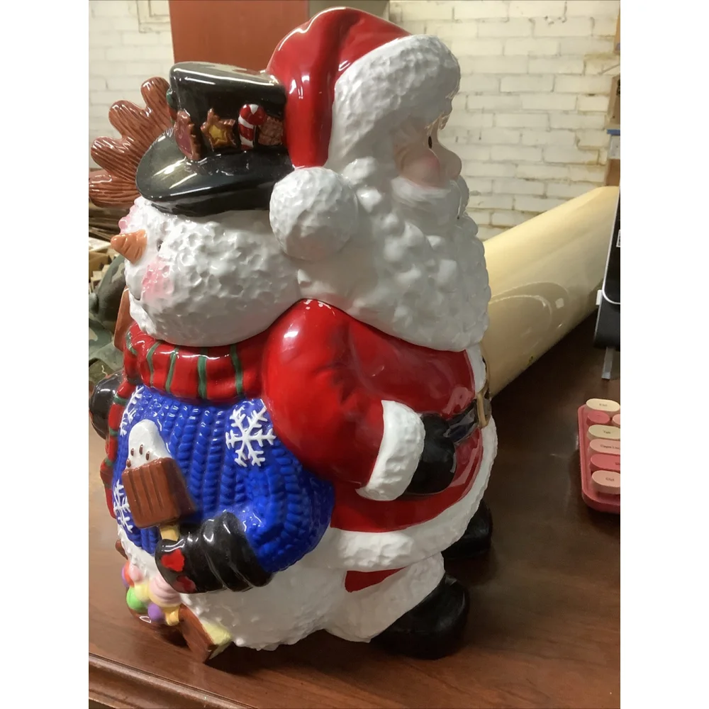 Mr. Moose & Friends Santa Snowman 3D Ceramic Cookie Jar